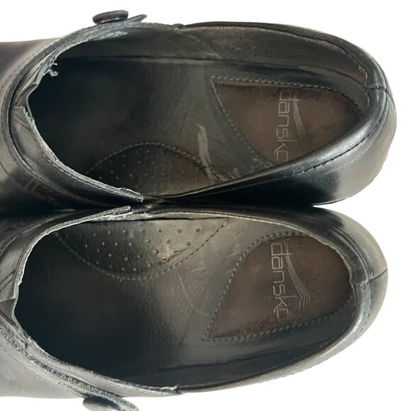 Dansko Black Solstice Side Button Clog Slip-On Shoes Leather Size 40 9.5 US - Picture 8 of 9